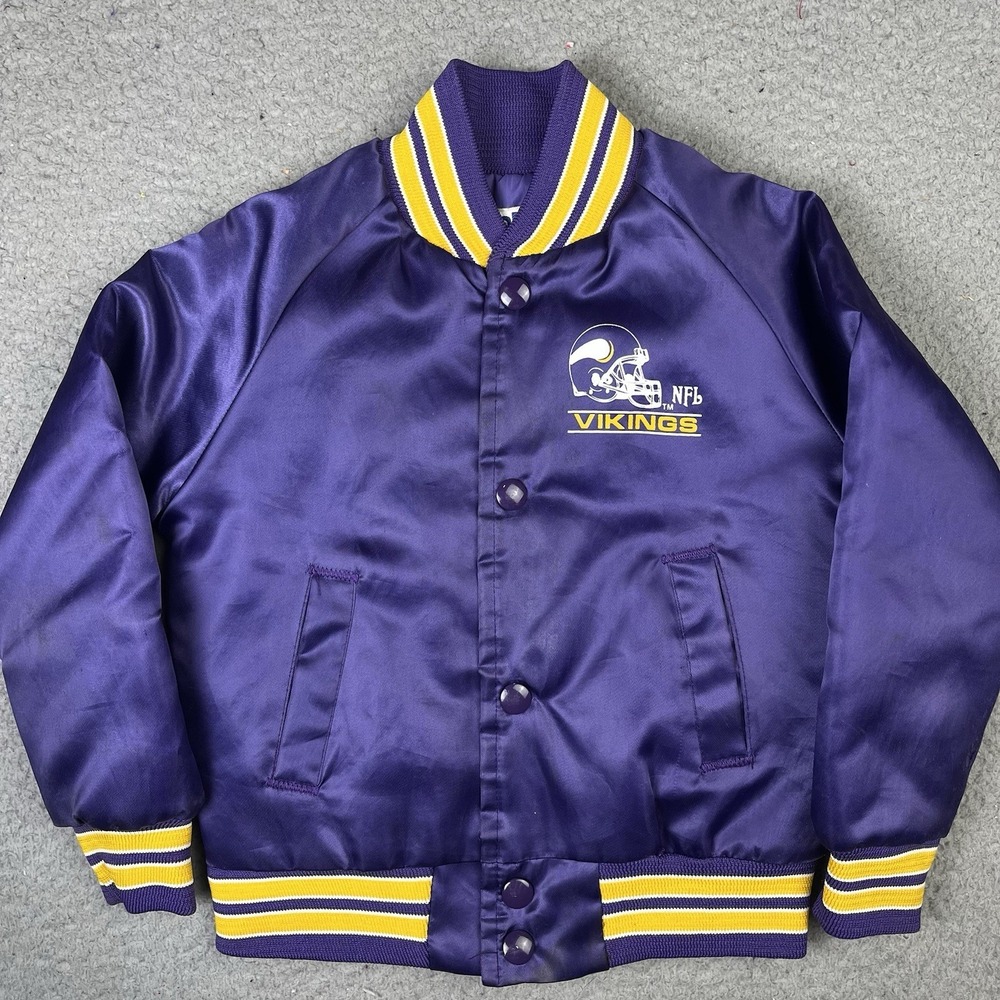 Vintage Chalk Line Minnesota Vikings Jacket Satin NFL Football Coat Youth Size 5